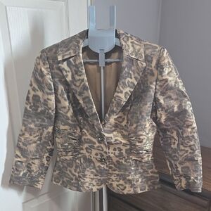 Kay Unger Leopard Print Women's Jacket Office Professional Glam